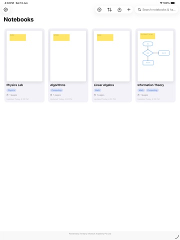 Tertiary NotePad iPad screenshot