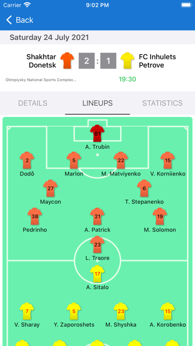 Ukrainian Premier League Live Screenshot