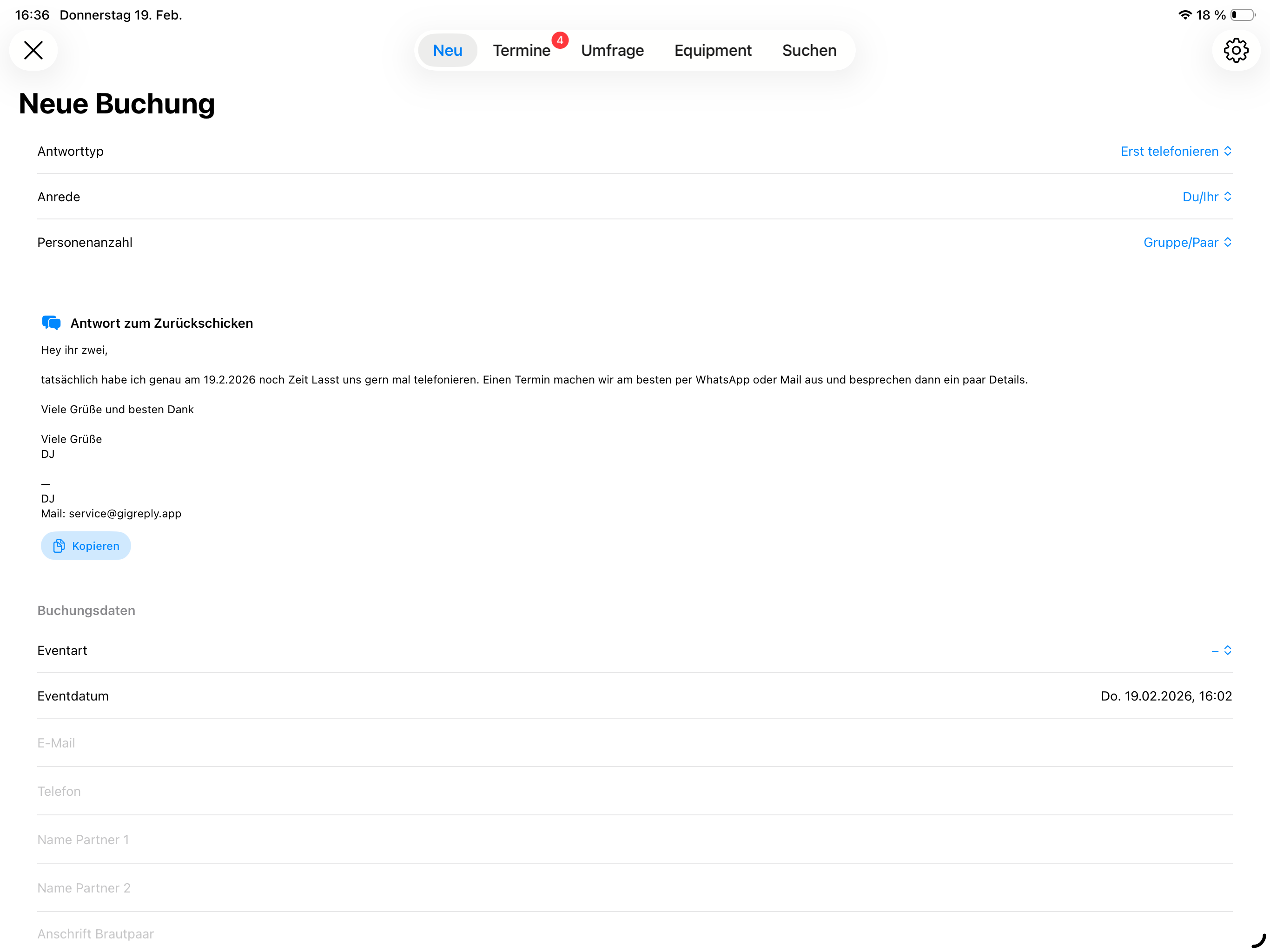 gigReply: artist booking & CRM screenshot 7