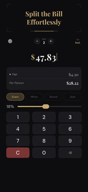 TipNoir — Tip Calculator screenshot 2