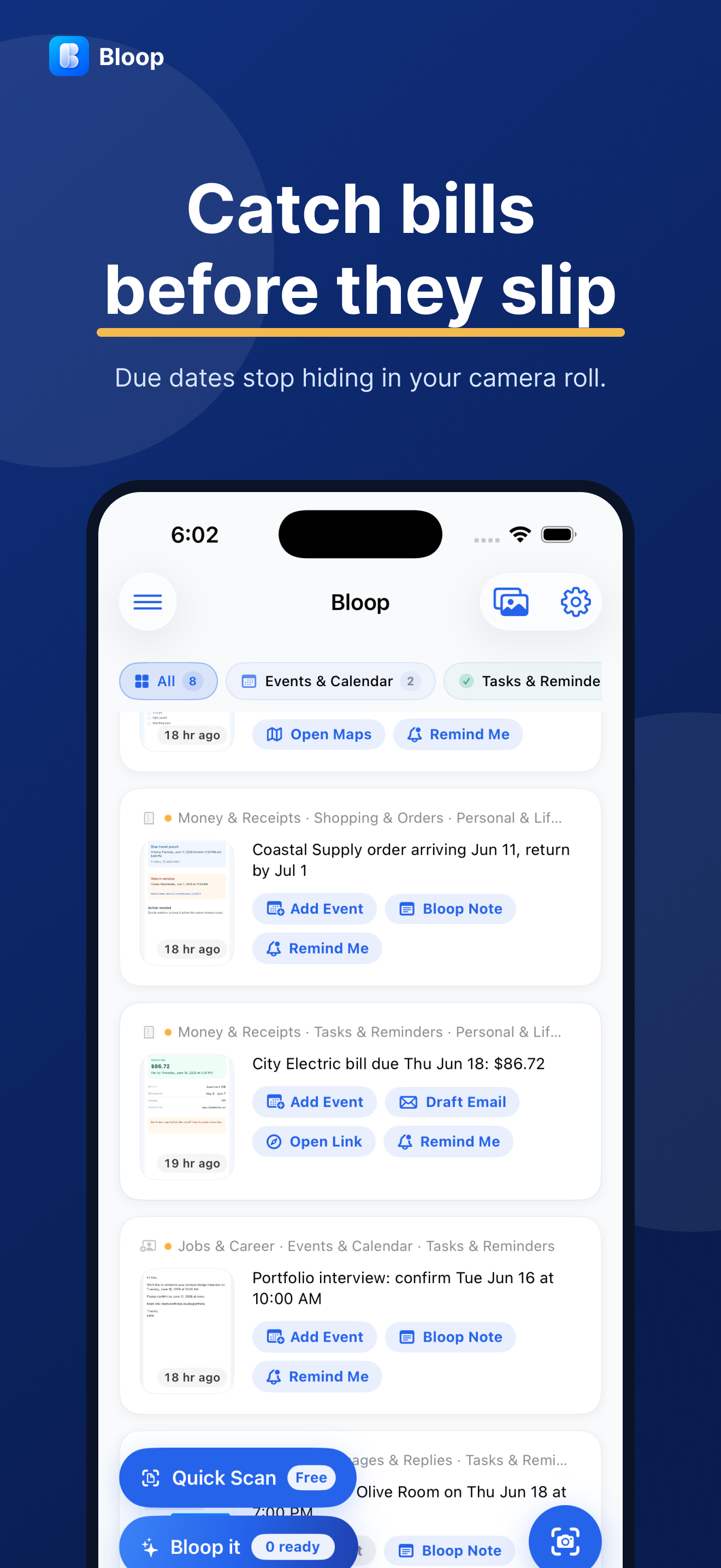 Bloop — Screenshot Actions