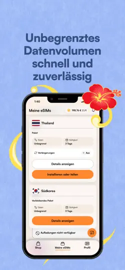 Screenshot von Airalo: ESIM-Reisen & Internet auf dem iPhone 4