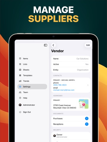 Purchase Order Center Pro iPad screenshot