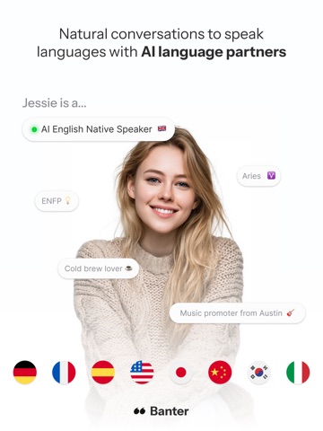 Speak languages: Banter AI iPad screenshot