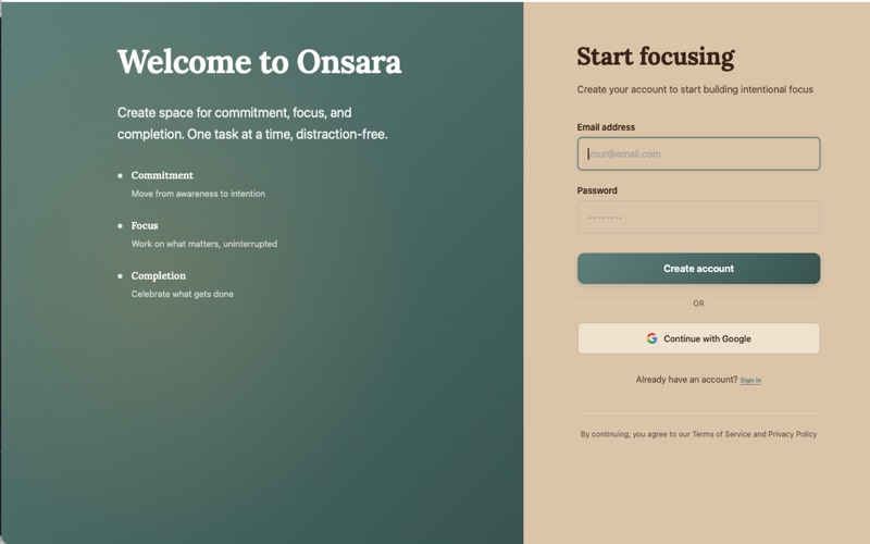 Onsara - ADHD focus app app screenshot