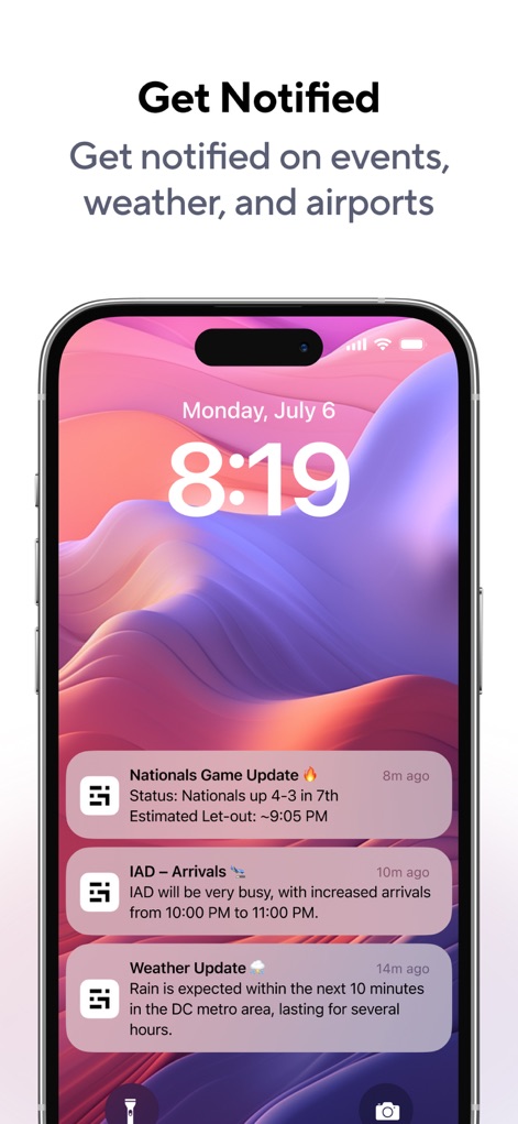 Gridwise: Gig Driver Assistant - La aplicación envía notificaciones útiles en la pantalla de bloqueo, incluyendo actualizaciones de partidos y el estado de llegadas en aeropuertos.