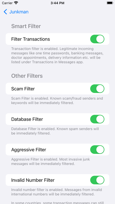 Screenshot #2 pour Junkman: A.I. SMS Blocker