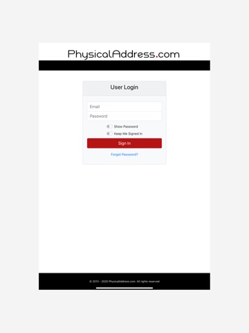 PhysicalAddress.com iPad screenshot
