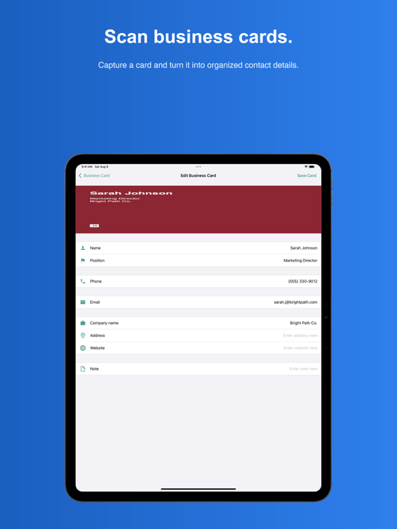 Business Card - Scanner & OCR iPad screenshot