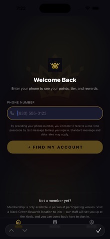 Black Crown Rewards iPhone screenshot