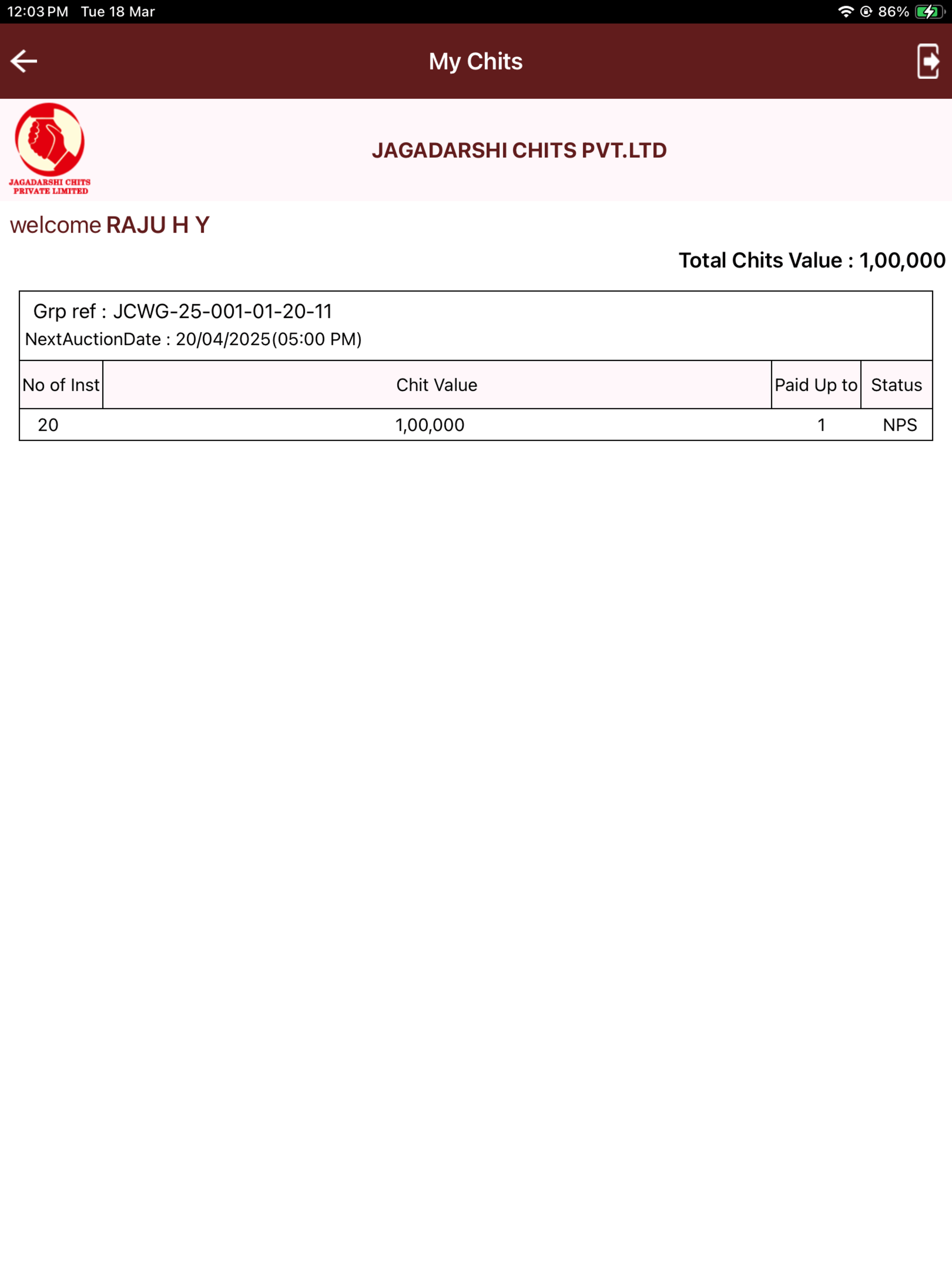 Jagadarshi Chits Member Module screenshot 8