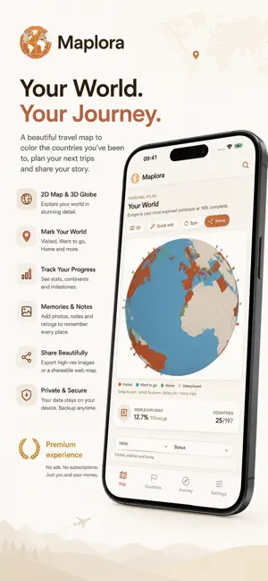 Maplora: Travel Map Tracker screenshot 1