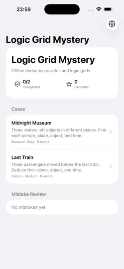 Screenshot von Logikgitter-Mystery 2026 auf dem iPhone 1