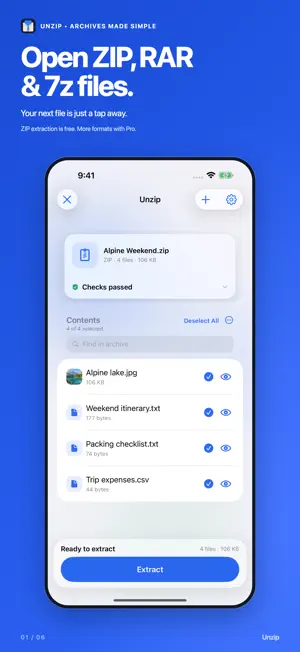 Unzip: ZIP, RAR & 7z Extractor screenshot 1