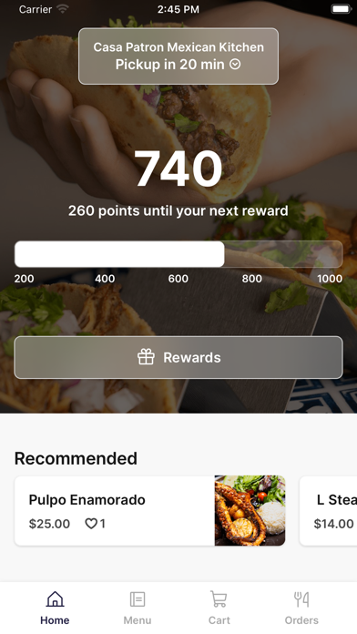 CASA PATRON MEXICAN KITCHEN iPhone screenshot 1 - Food & Drink app