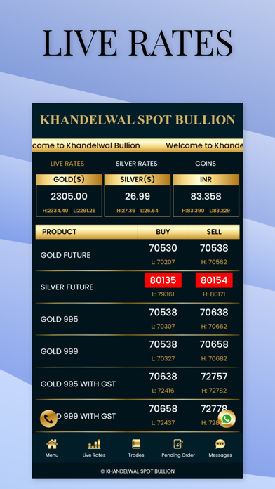 Khandelwal Spot Bullion Screenshot