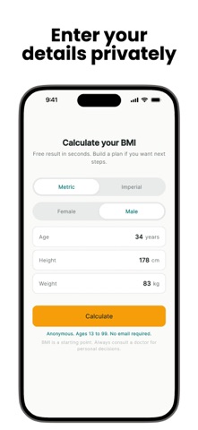 BMI Calculator for Women & Men iPhone screenshot