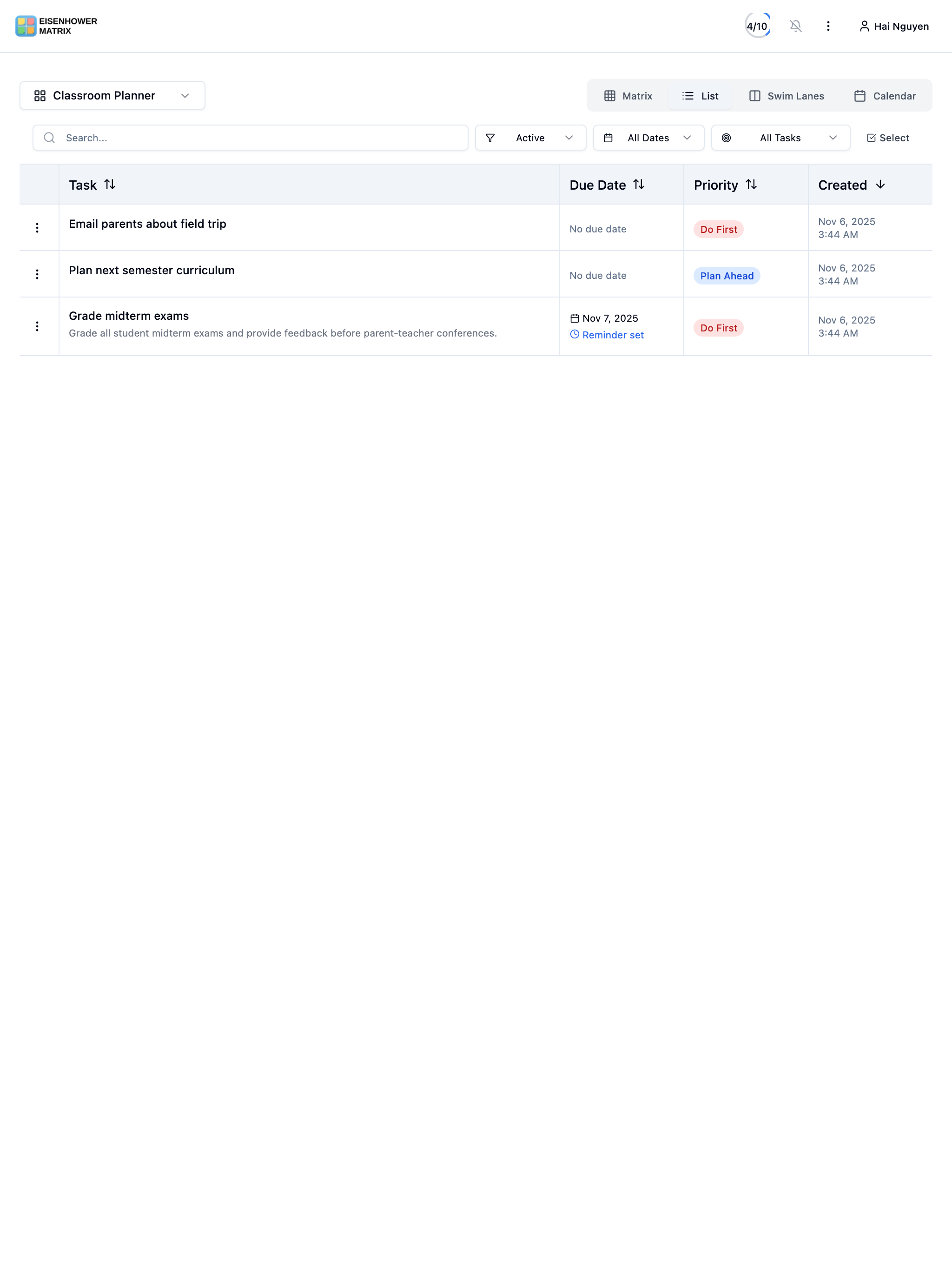 Eisenhower Matrix Task Manager screenshot 10