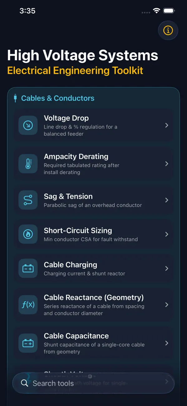 Screenshot #1 pour High Voltage Engineering Tools