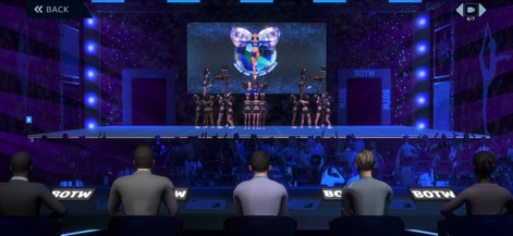 Boss of the World - Experience the thrill of competition with dynamic stage lighting and a large display screen highlighting the team's performance for the audience.