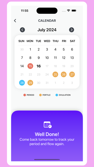 Period Tracker - Calendar Screenshot