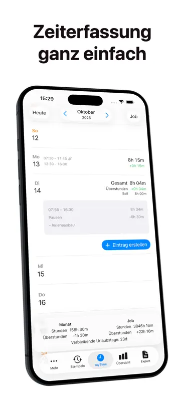myTime - Zeiterfassung screenshot 1 of 9