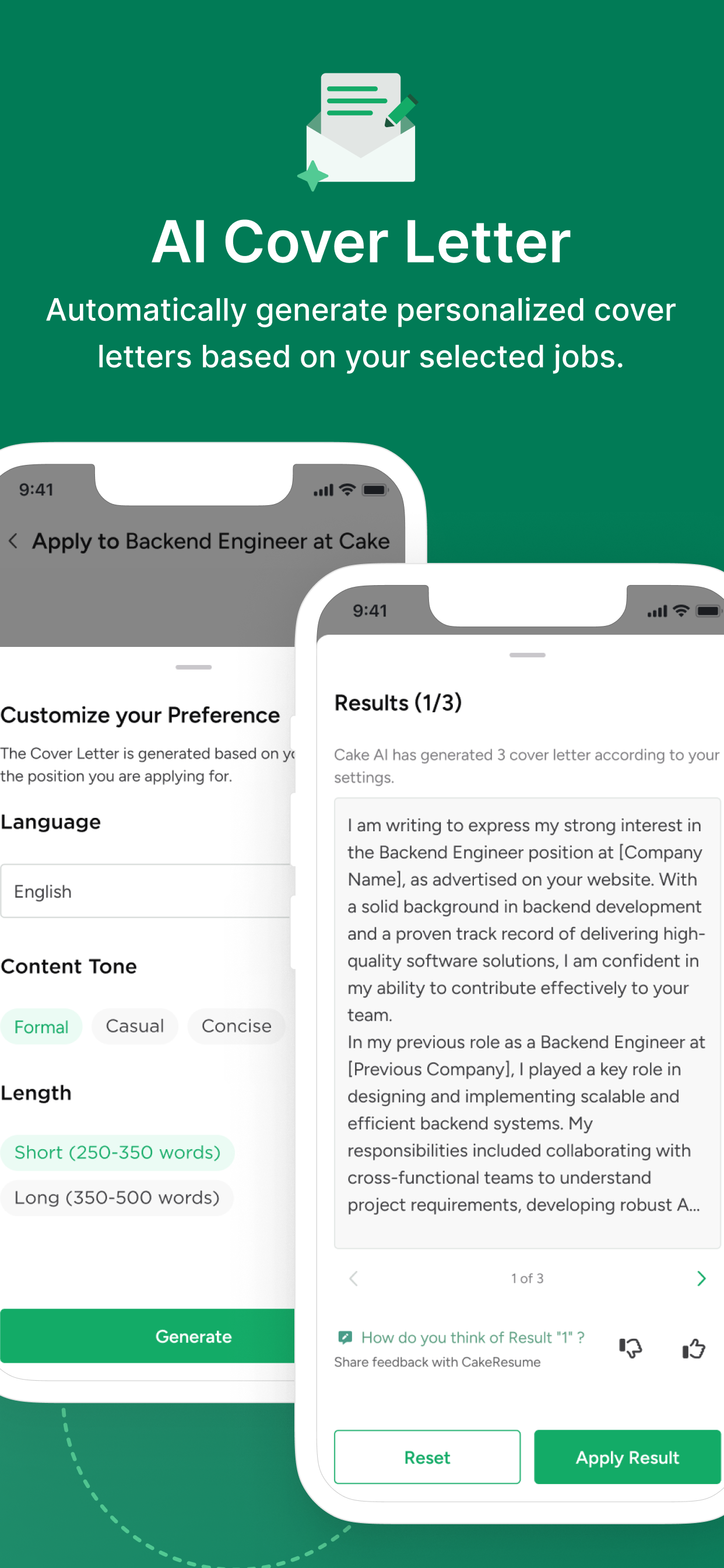 Cake: Job, Resume & Networking