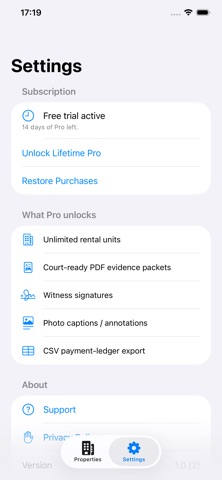 TenantEvidence: Rent Tracker iPhone screenshot