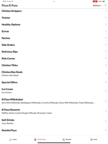Pizza El Paso iPad screenshot