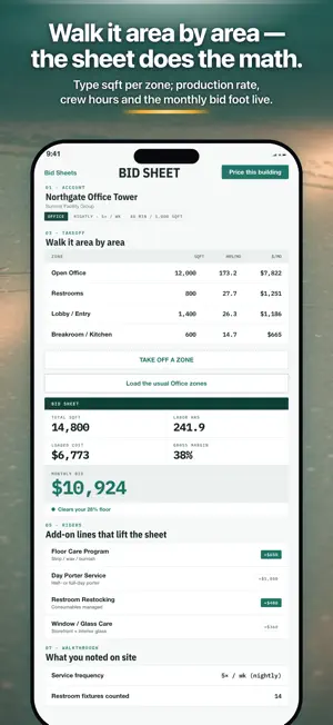 Sqftly: Cleaning Bid Sheet screenshot 1