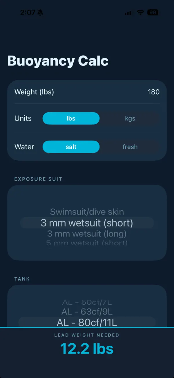 Screenshot #1 pour Buoyancy Calc