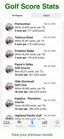 Golf Score Stats screenshot