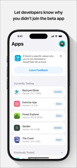 Capture d'écran de TestFlight sur iPhone 5