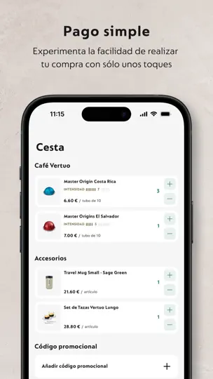 Captura de pantalla de Nespresso Store en iPhone 4