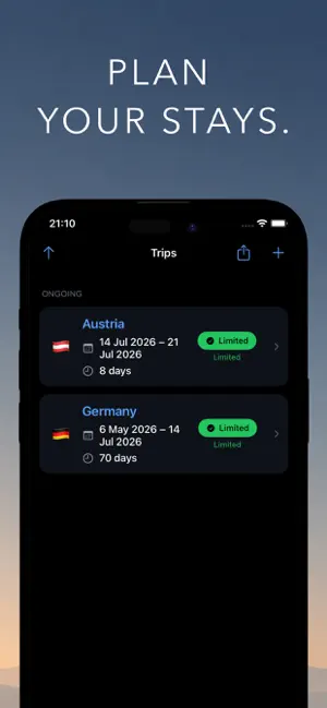 Schengen Calculator - 90/180 screenshot 3