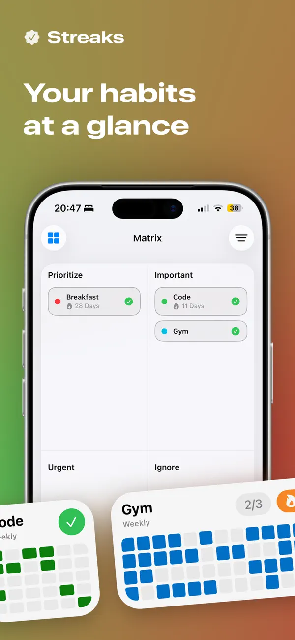 Screenshot #2 pour Streaks: Daily Habit Tracker