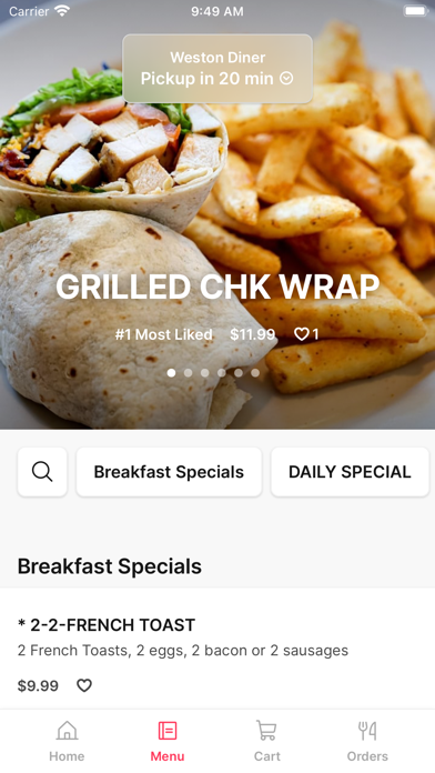 Weston Diner app screenshot 2