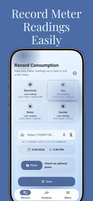 Meter Readings: Gas & Water screenshot 1
