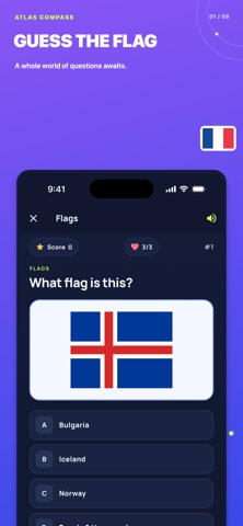Flag Quiz: Atlas Compass screenshot 1