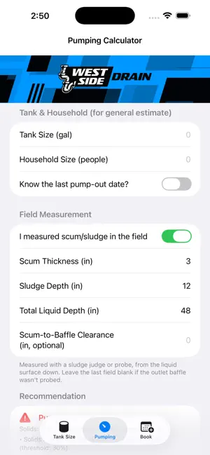 West Side Drain Septic Calc screenshot 3