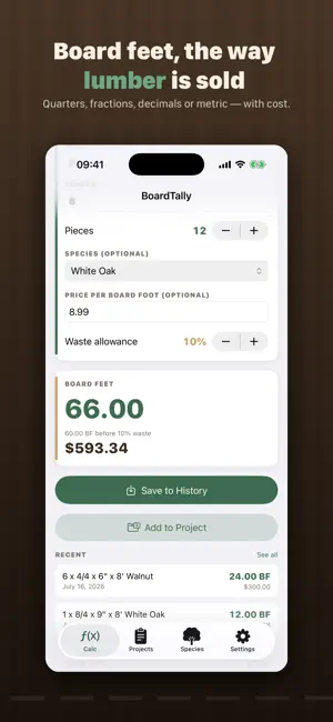 BoardTally: Board Foot Calc screenshot 1