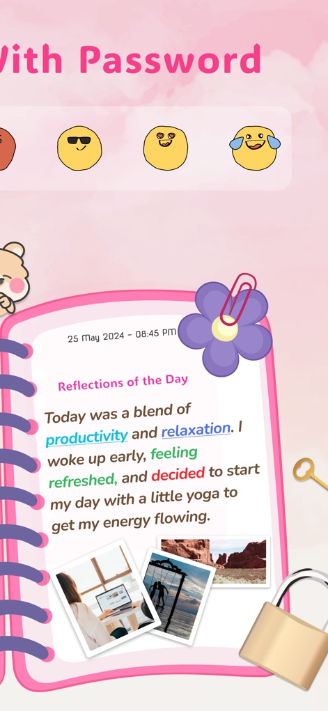 My Daily Diary - Mood Journal - This tool enables users to securely document their thoughts and memories, integrating both written reflections and embedded photos within each entry.