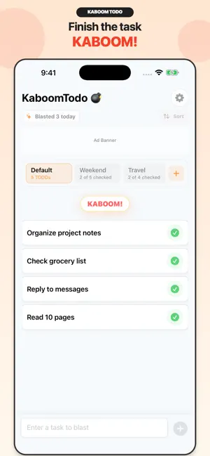 Kaboom Todo screenshot 2