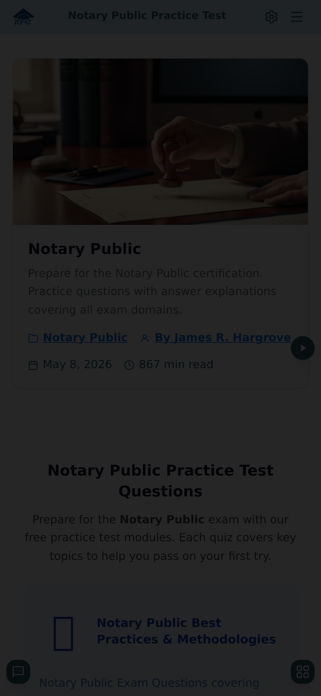 Notary Public Practice Test Screenshot 1 of 1