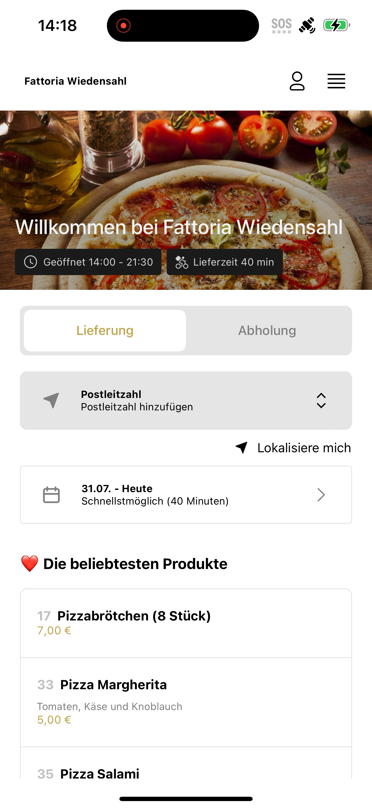 Fattoria Wiedensahl Pizza-Taxi screenshot 3