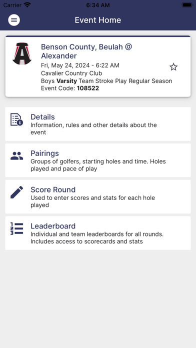 NDHSAA Golf Screenshot