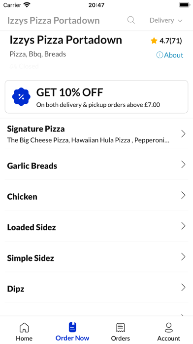 Izzys Pizza Portadown Screenshot
