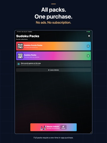 Sudoku Puzzle Packs iPad screenshot