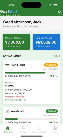 GoalMint: Finance Goal Tracker screenshot