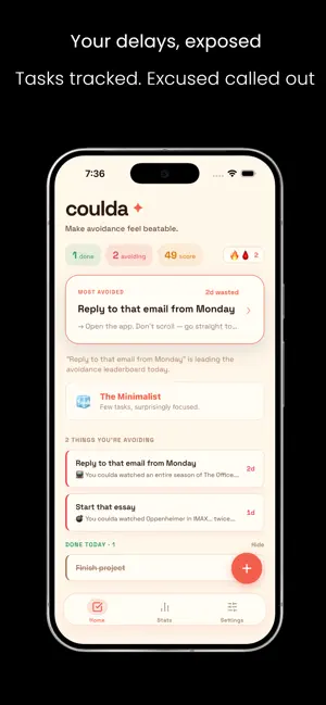 Coulda: Procrastination Coach screenshot 2